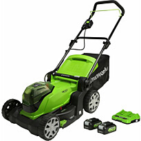 Akkuruohonleikkuri Greenworks G24X2LM41K2x, 41cm, 2x24V, 2x2.0Ah akuilla