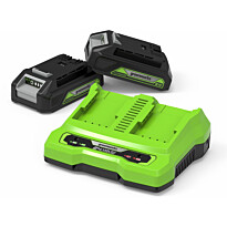 Akut + tuplalaturi Greenworks GSK24B2, 24V, 2x2.0Ah