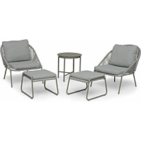 Oleskeluryhmä Hillerstorp Holmsund, 2 nojatuolia + 2 rahia + pöytä, beige/harmaa