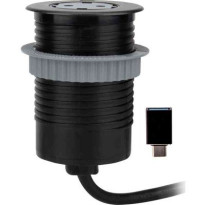 Jatkojohto Gelia Pöytäyksikkö 1+1, 1.5m, 1-osainen + 1xUSB-C + USB-A adapteri, musta