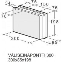 Väliseinäpontti Weber Kahi 300, 300x85x198mm, 1kpl