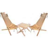 Kalusteryhmä EcoFurn, Ekotuoli 2 kpl, niskatyyny 2 kpl, Lilli-taso, tervaleppä, natural