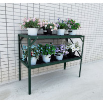 Kasvihuonepöytä Metalcraft, 2 hyllyä, 75x97x41cm, vihreä