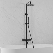 Sadesuihkusetti Scandtap Steel Pleasure 3 Shadow, termostaattihanalla, suihkupää ⌀250mm, juoksuputkella, kiiltävä musta