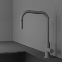 Keittiöhana Scandtap Steel Accent Square Scrap, ulosvedettävä juoksuputki, harmaa