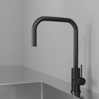 Keittiöhana Scandtap Steel Accent Square Shadow D, APK-liitäntä, ulosvedettävä juoksuputki, musta