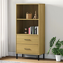 Kirjahylly Oslo 60x35x128,5cm, 2 laatikolla, täyspuu, eri värejä