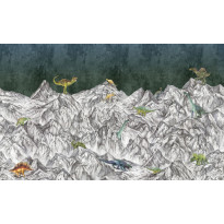 Kuvatapetti Rebel Walls Dinosaur Mountain Nightfall, non-woven, mittatilaus