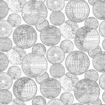 Kuvatapetti Rebel Walls Globes Gathering Black and White, non-woven, mittatilaus