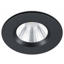 LED-alasvalo Trio Zagros, IP65, mattamusta, pyöreä