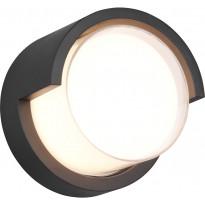 LED-ulkoseinävalaisin Trio Puno, pyöreä, mattamusta