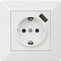 Pistorasia USB-laturilla Malmbergs Delta, 1-osainen, 1 x USB, valkoinen