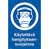 Merkintäkilpi &quot;Käytettävä hengityksensuojaimia&quot;, 20x30cm