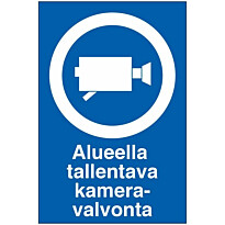 Merkintäkilpi &quot;Alueella tallentava kameravalvonta&quot;, 20x30cm