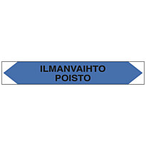 Merkintätarra/putkistotarra &quot;Ilmanvaihto poisto&quot;, 16x2.5cm, 5kpl