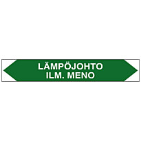 Merkintätarra/putkistotarra &quot;Lämpöjohto ilm. meno&quot;, 16x2.5cm, 5kpl