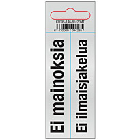 Merkintätarra &quot;Ei mainoksia&quot;, &quot;Ei ilmaisjakelua&quot;, 8.5cmx2cm