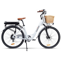 Naisten sähköpyörä Swoop City, 28&quot;, 7 vaihdetta, valkoinen