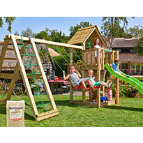 Leikkitornikokonaisuus Jungle Gym Cubby, 2-Climb Module 220, liukumäki ja 120 kg hiekkaa