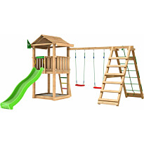 Leikkitornikokonaisuus Jungle Gym House 2.1, 2-Climb Module 220, vihreä liukumäki
