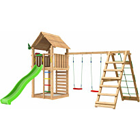 Leikkitorni Jungle Gym Cabin 2.1, 2-Climb Module 220, vihreä liukumäki