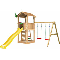 Leikkitorni Jungle Gym Cottage 2.1, 2-Swing Module 220, vihreä liukumäki