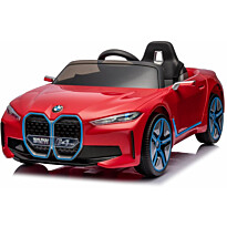 Lasten sähköauto Nordic Play Speed BMW I4 4X12V, EVA -renkaat, keinonahkaistuin, punainen