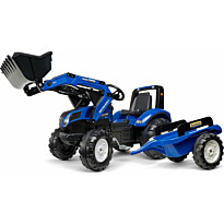 Leikkikauhakuormaaja peräkärryllä Falk New Holland, sininen