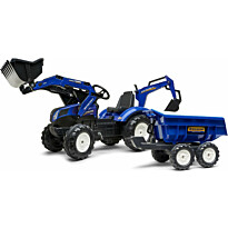 Leikkikaivuri Falk New Holland, sis. peräkärryn kipillä, sininen