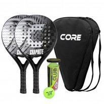 Padelsetti Core Graphite, sis. 2 padelmailaa ja pallot, grafiitti