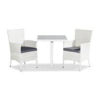 Ruokailuryhmä Bahamas/Thor, 70cm pöytä + 2 tuolia, valkoinen/harmaa