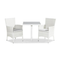 Ruokailuryhmä Bahamas/Thor, 70cm pöytä + 2 tuolia, valkoinen/vaaleanharmaa