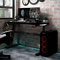 Pelipöytä Z-jaloilla ja LED-valoilla, 90-110x60x75cm, eri värejä ja kokoja