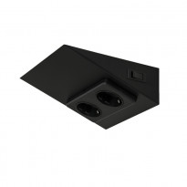Pistorasia Limente Luna-2 + kytkin 240V IP20, 58x150x164mm, mattamusta