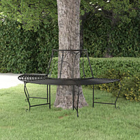 Puolipyöreä puunympäryspenkki Ø 159 cm musta teräs