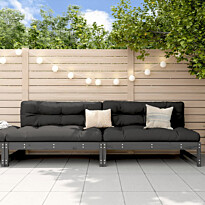 Puutarhan keskisohvat 2 kpl harmaa 120x80 cm, mänty