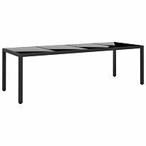 Puutarhapöytä, 250x100x75cm, polyrottinki ja karkaistu lasi, eri värejä