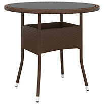 Puutarhapöytä, Ø80x75cm, polyrottinki ja karkaistu lasi, eri värejä