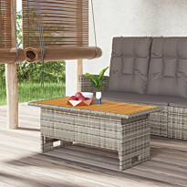 Puutarhapöytä, 100x50x43/63cm, akasiapuu ja polyrottinki, eri värejä