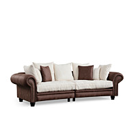 Sohva Linento Furniture Fresno, ruskea/valkoinen, 3-istuttava