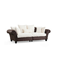 Sohva Linento Furniture Lawrence, ruskea/valkoinen, 3-istuttava
