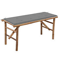Taitettava puutarhapenkki tyynyllä, 118cm, bambua