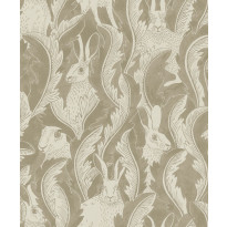Tapetti Långelid/Von Brömssen Hares in hiding taupe 0.53x10.05m, non-woven
