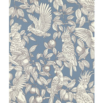 Tapetti Långelid/Von Brömssen Talk about cockatoos sininen 0.53x10.05m, non-woven