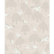 Tapetti Littlephant Fairytale fox vaaleanpunainen 0.53x10.05m, non-woven