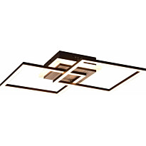 LED-kattovalaisin Trio Giro, neliö, mattamusta/puu, Verkkokaupan poistotuote