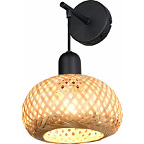 Seinävalaisin Trio Leonie, E27, luonnollinen väri/bambu
