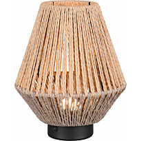 LED-pöytävalaisin Trio Lira, ruskea/paperinaru, ladattava