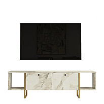 TV-taso Linento Furniture Vg30, valkoinen/kulta