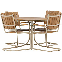 Ruokailuryhmä Venture Home Holmsund, ø110cm-ruokapöytä + 4 tuolia, beige